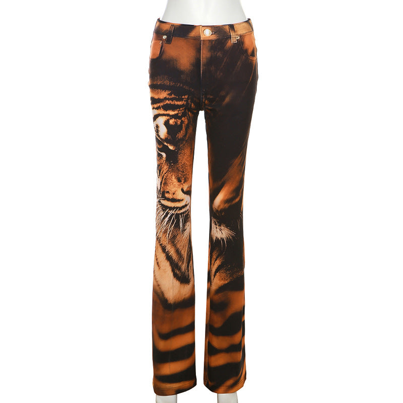 
                      
                        Tiger Printed High Rise Flares
                      
                    