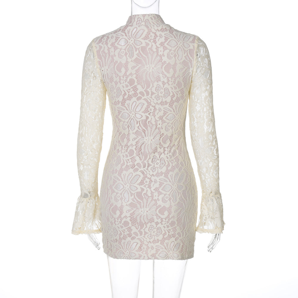 
                  
                    Lace Overlay Keyhole Mini Dress
                  
                