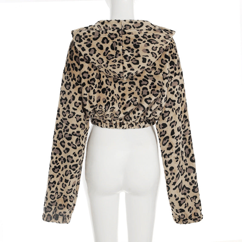 
                  
                    Cropped Animal Print Fleece Hoodie
                  
                