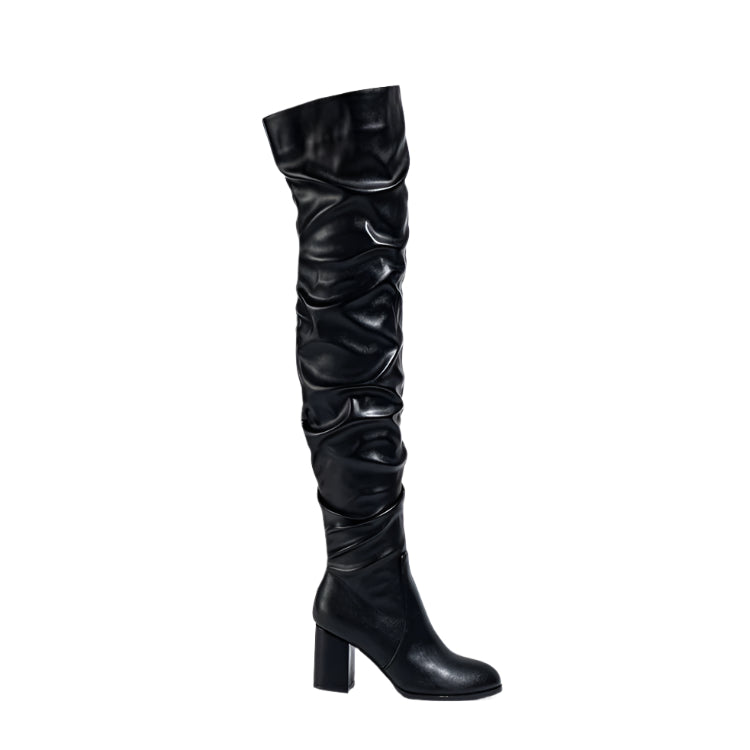 
                  
                    Ruched Thigh High Heeled Boots
                  
                