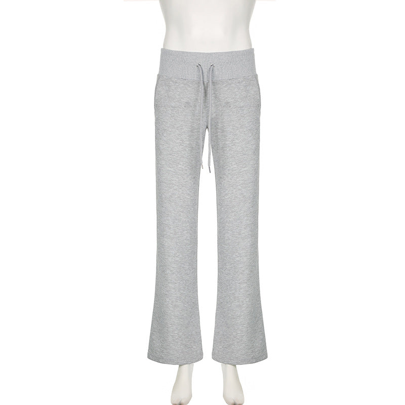 Tied Waist Wide Leg Sweat Pants