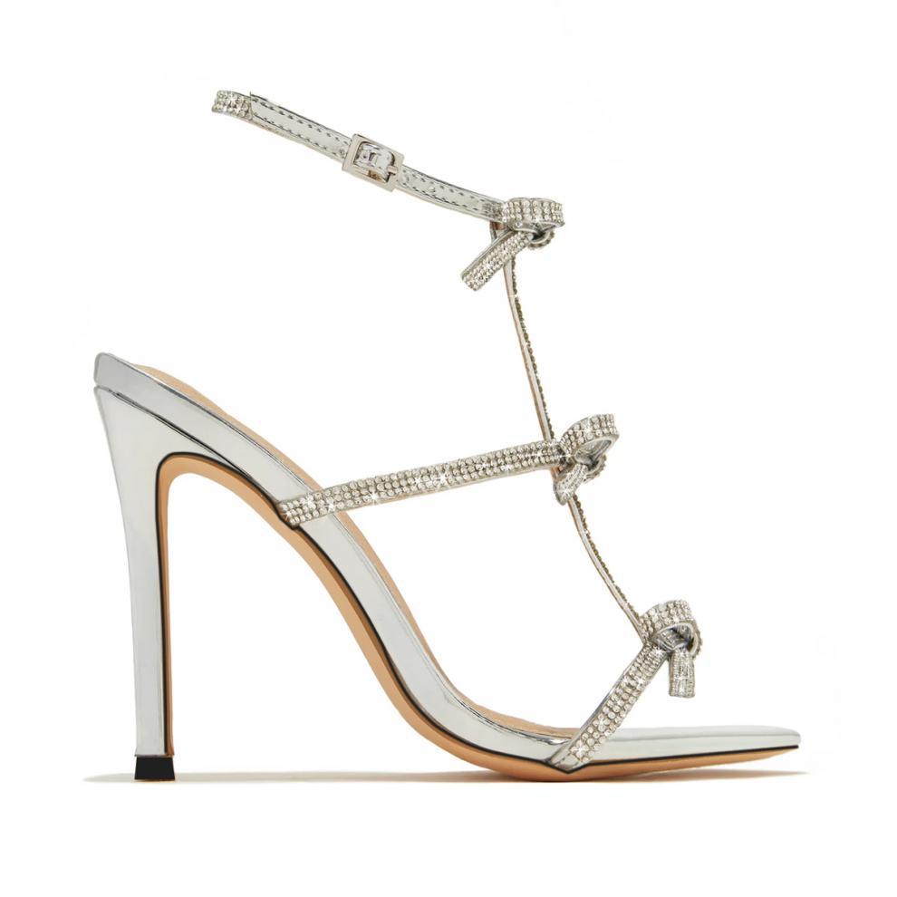
                  
                    Rhinestone Bow Ankle Strap High Heels
                  
                