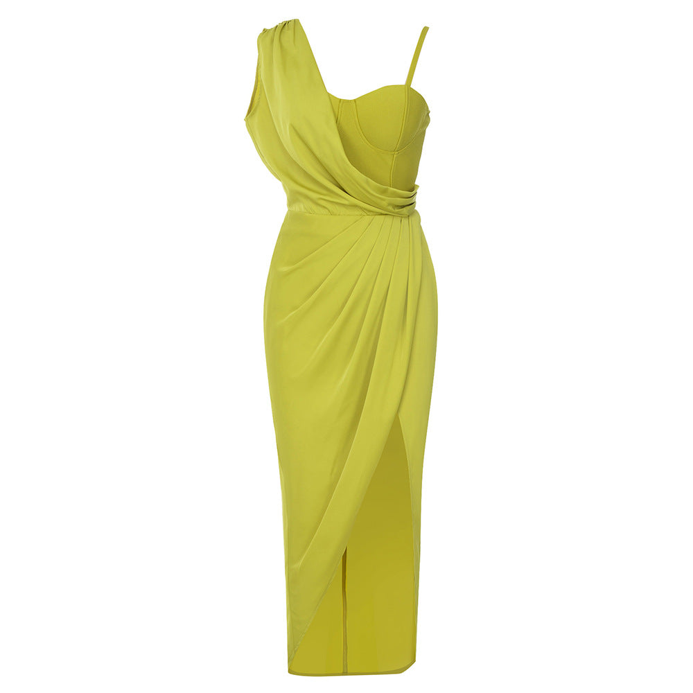 Asymmetric Strap Bandage Maxi Dress