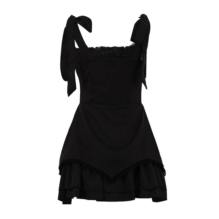 
                      
                        Tied Strap Ruffle Trim Mini Dress
                      
                    