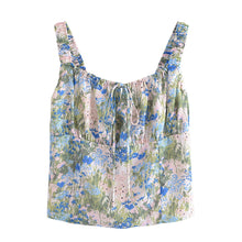  Floral Print Tied Front Tank Top