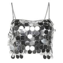  Spaghetti Strap Sequin Crop Top