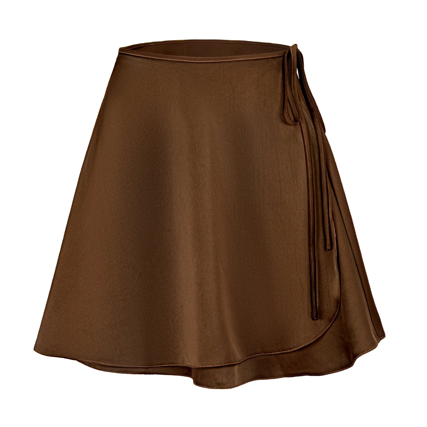 Tied Waist Satin Skater Skirt