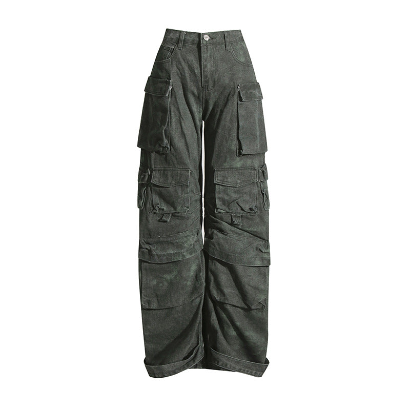 Loose Fit Wide Leg Print Cargo Pants