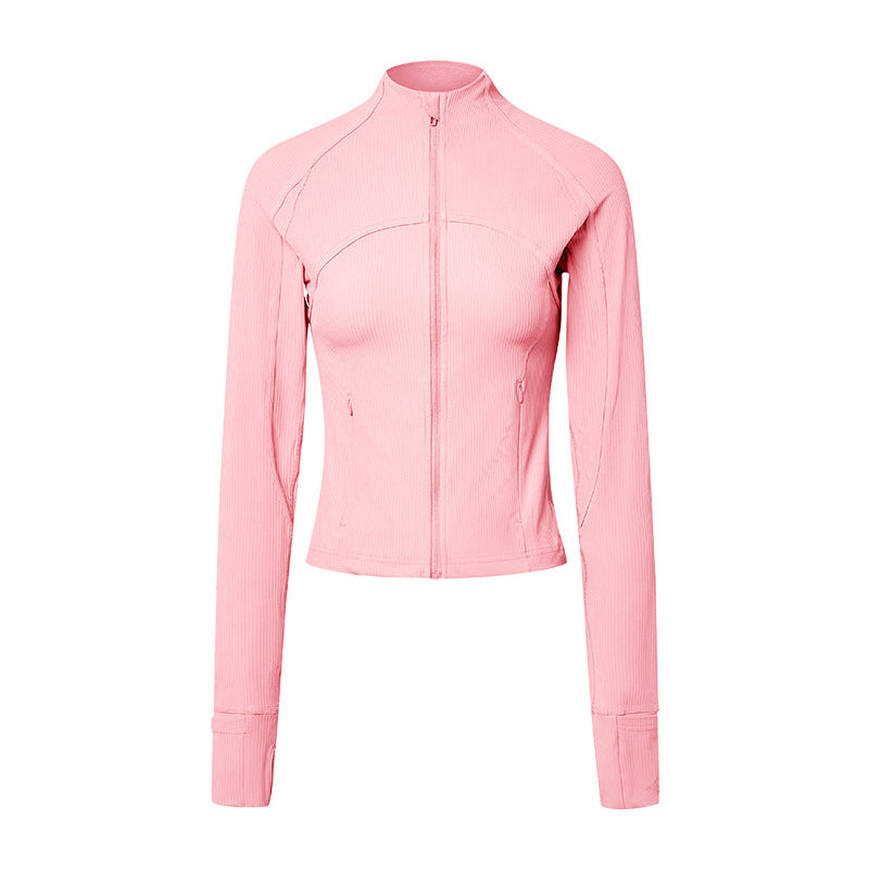 Ribbed Long Sleeve Thumbhole Yoga Jacket