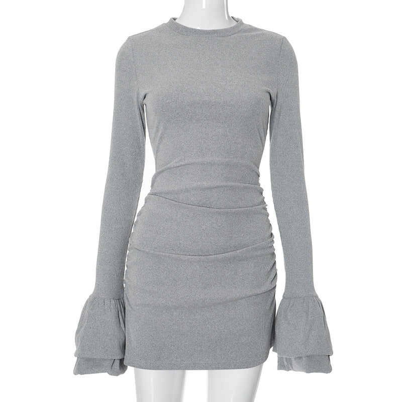 Flare Cuff Long Sleeve Sweater Dress