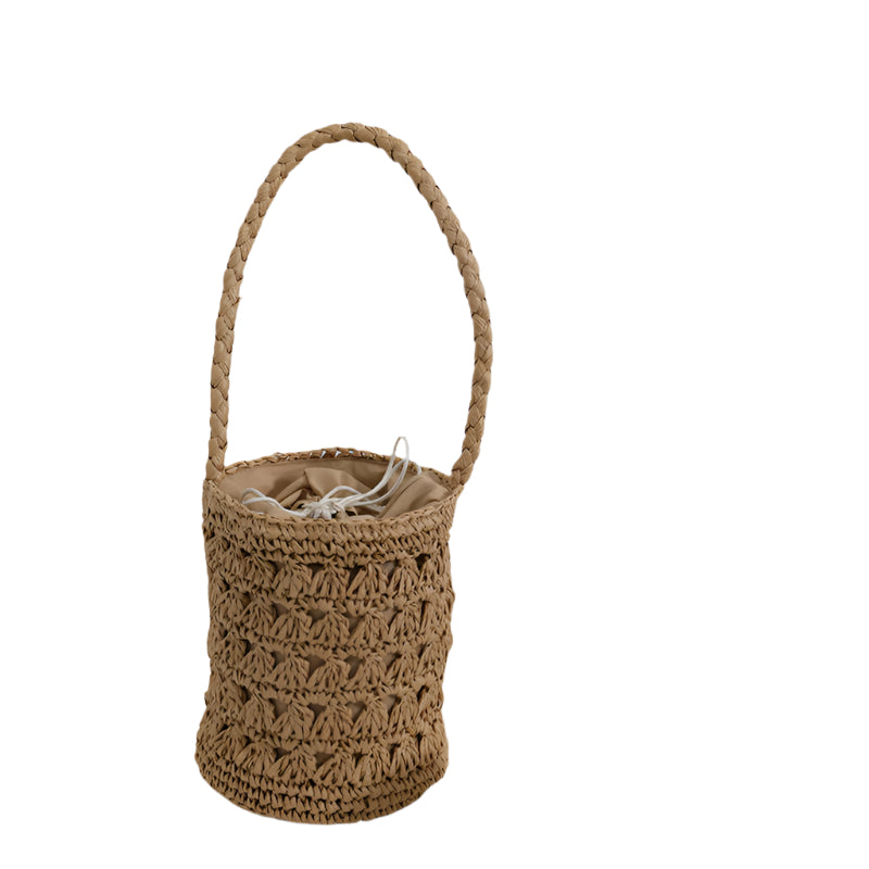 Woven Straw Mini Bucket Bag