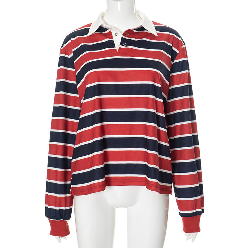 Long Sleeve Striped Golf Shirt