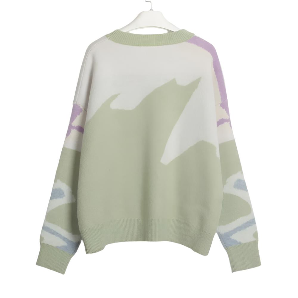 Abstract Print Crew Neck Long Sleeve Sweater