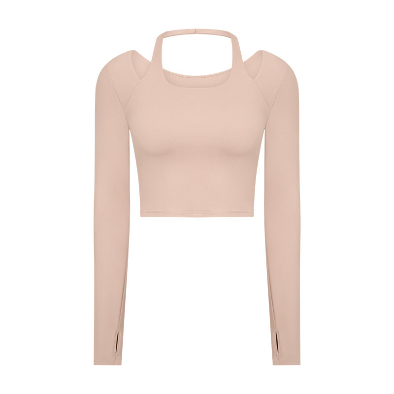 
                      
                        Halter Neck Long Sleeve Cropped Yoga Top
                      
                    