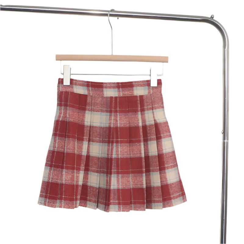 Pleated Plaid Mini Skirt