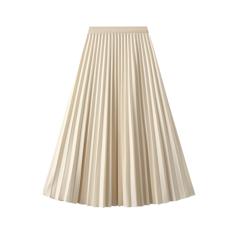 High Waist Organ Pleated Midi Skirt