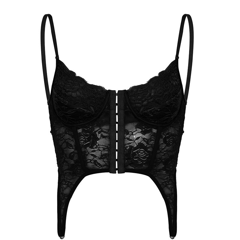 
                      
                        Spaghetti Strap Lace Hook and Eye Closure Corset Top
                      
                    