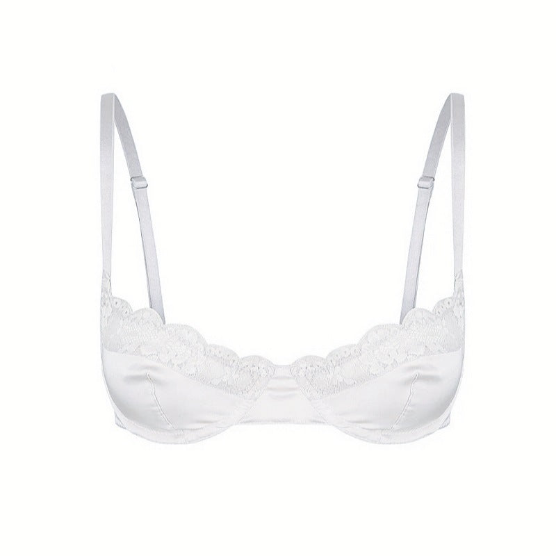 Satin Lace Trim 1/2 Cup Bra