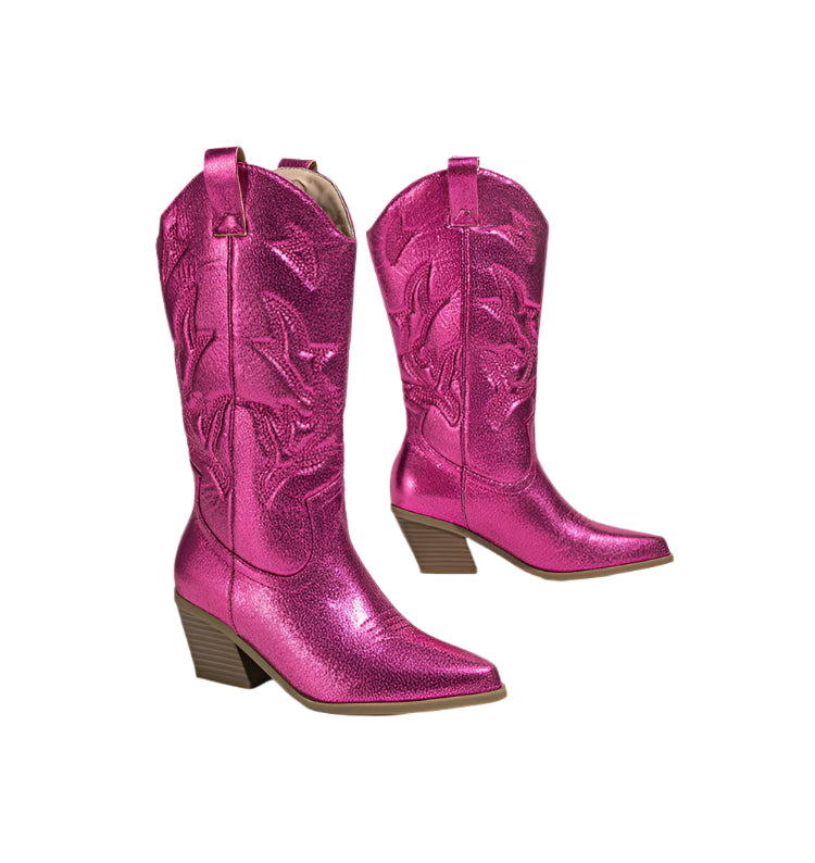 Metallic Pointed Toe Cowboy Boots