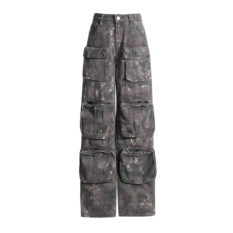 
                      
                        Splatter High Waist Denim Cargo Pants
                      
                    