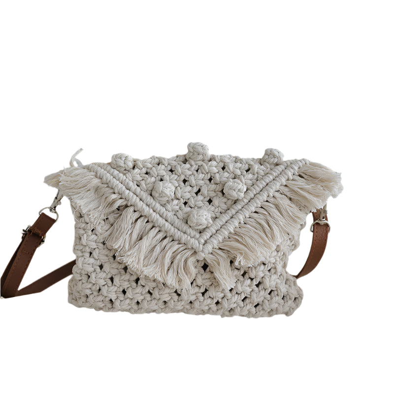 Cotton Thread Beanie Tassel Rice