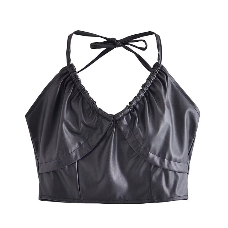 
                      
                        PU Halter Top Crop Top
                      
                    