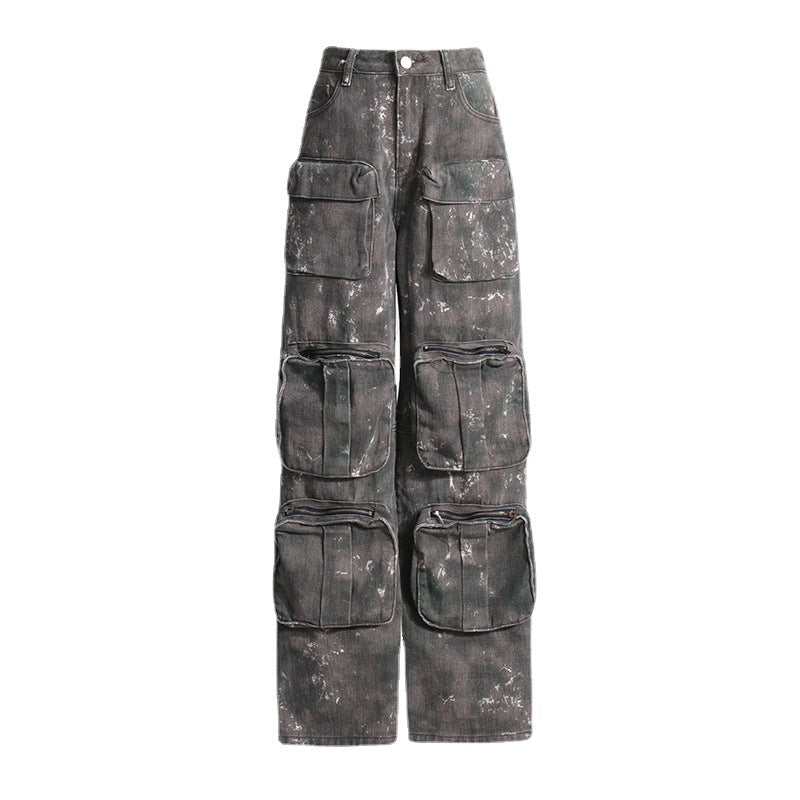 
                      
                        Splatter High Waist Denim Cargo Pants
                      
                    