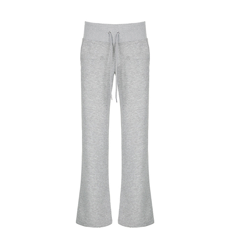 Tied Waist Wide Leg Sweat Pants