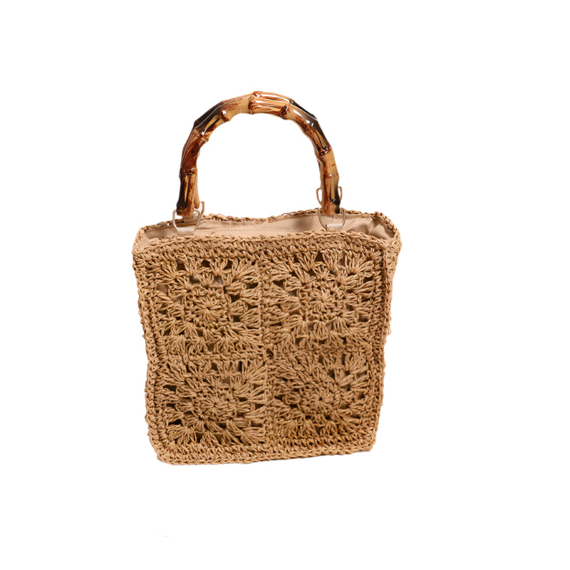 Bamboo Handle Straw Bag