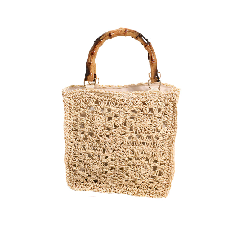 Bamboo Handle Straw Bag