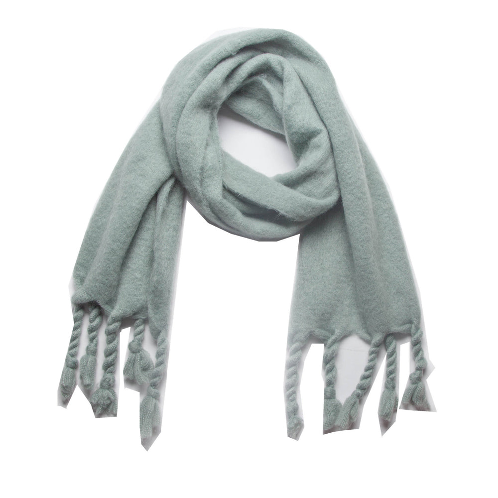 
                      
                        Knotted Fringe Trim Wide Scarf
                      
                    