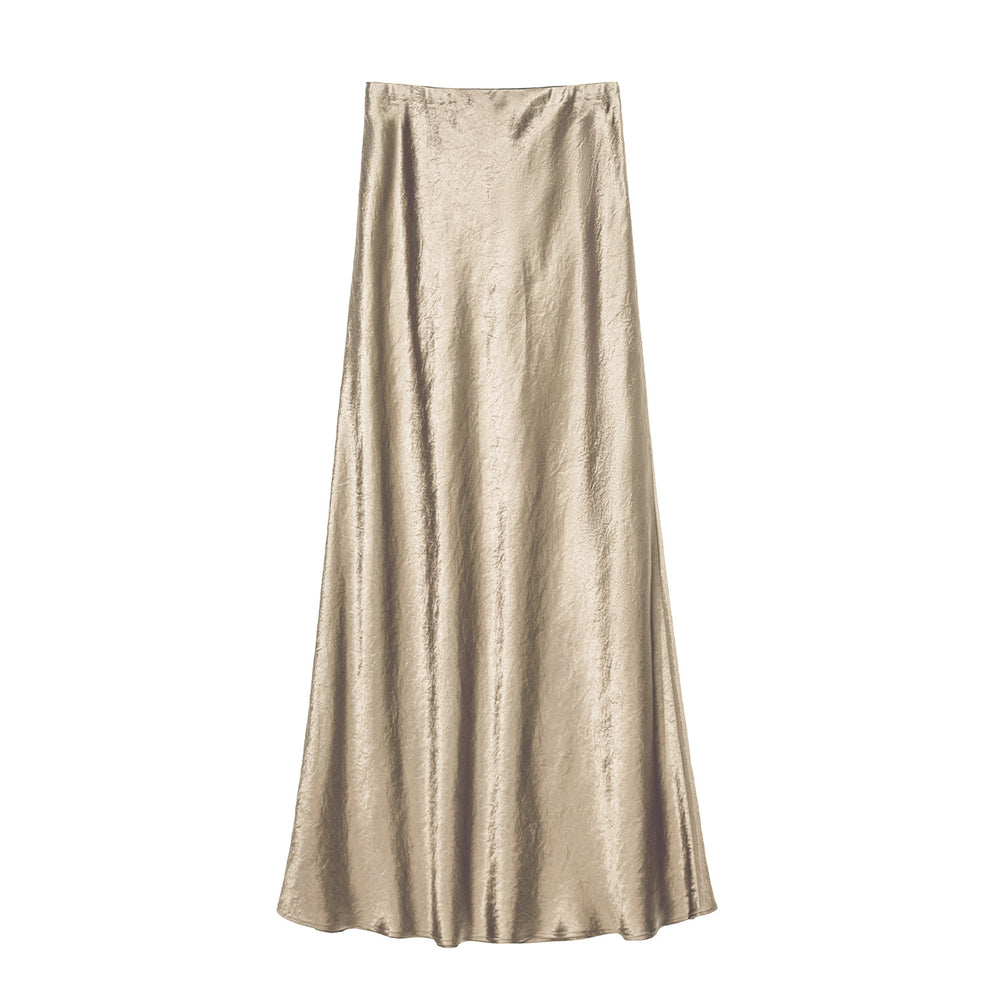 
                      
                        High Waist A-Line Silhouette Satin Maxi Skirt
                      
                    