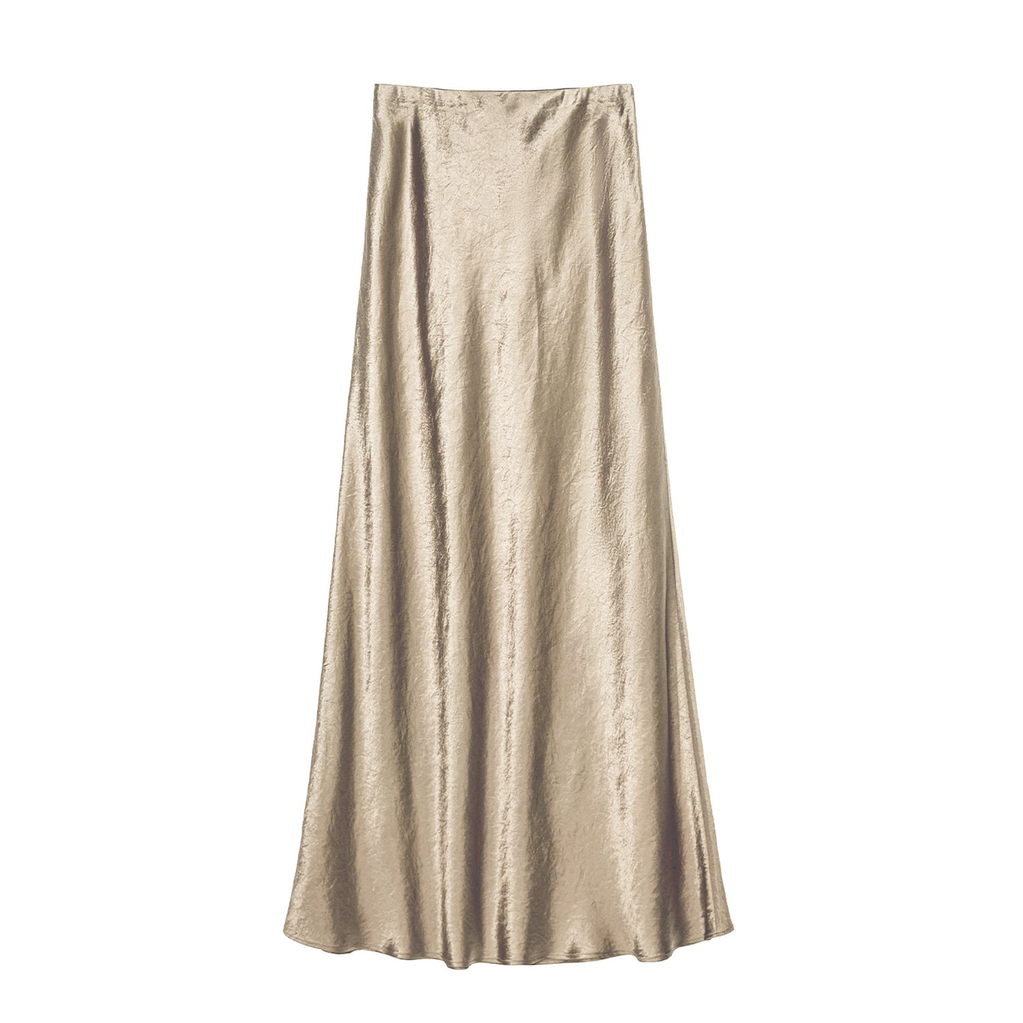 High Waist A-Line Silhouette Satin Maxi Skirt