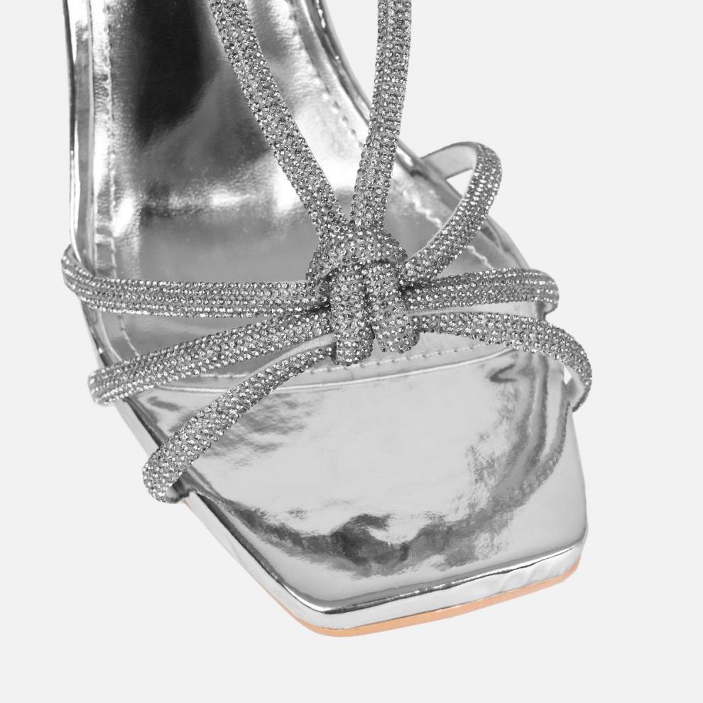 
                  
                    Square Toe Rhinestone Cross Strap High Heels
                  
                