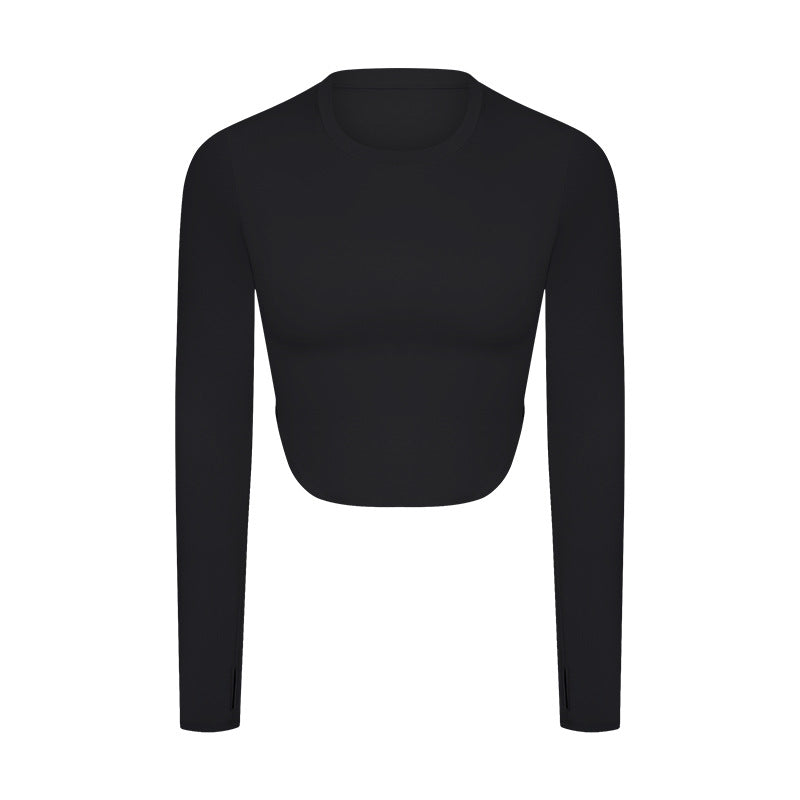 
                      
                        Crew Neck Long Sleeve Thumbhole Yoga Tee
                      
                    