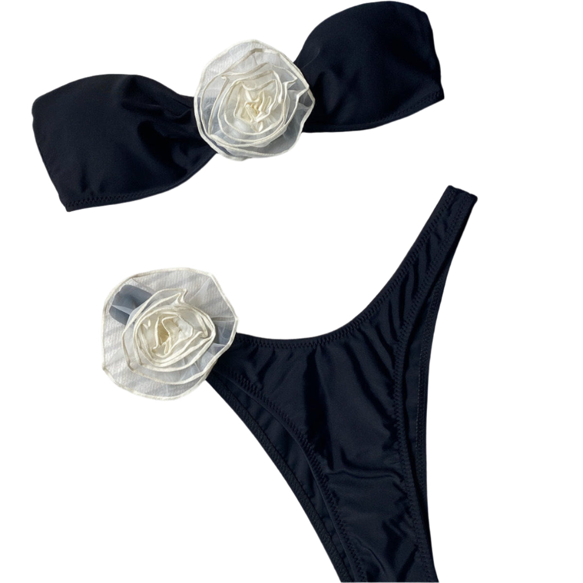 Strapless Rosette Bikini Set