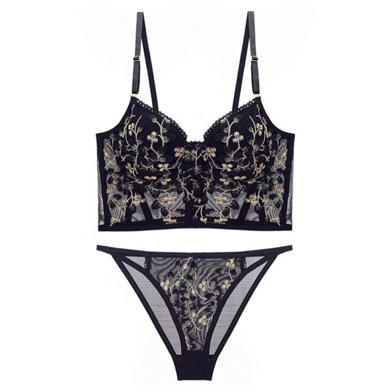 Cropped Floral Corset Bra and Panty Set