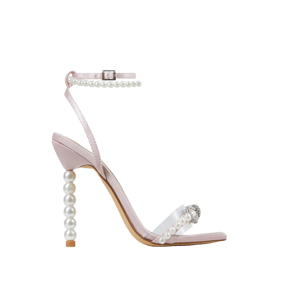 Square Toe Pearl Embellished Heels