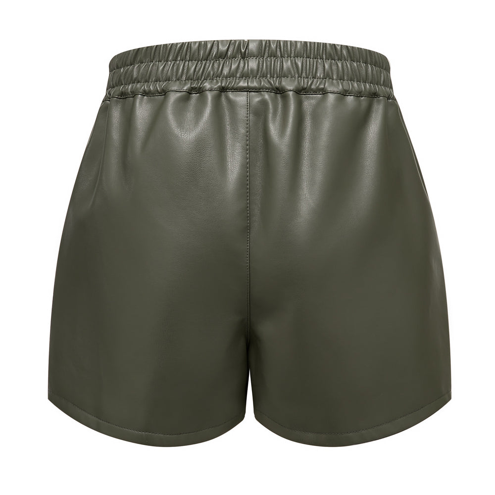 
                      
                        Elastic Waistband Faux Leather Shorts
                      
                    