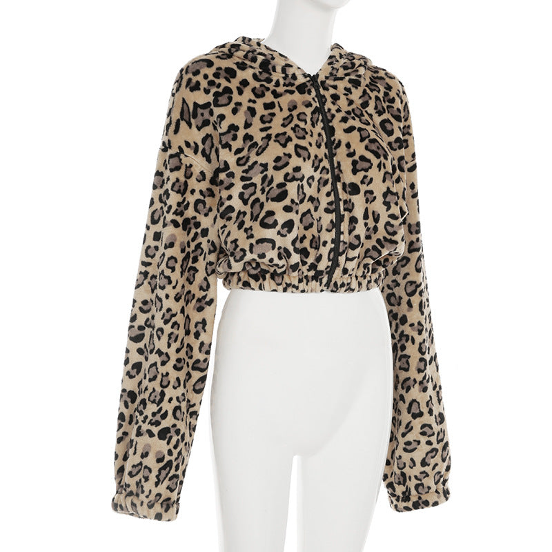 
                  
                    Cropped Animal Print Fleece Hoodie
                  
                