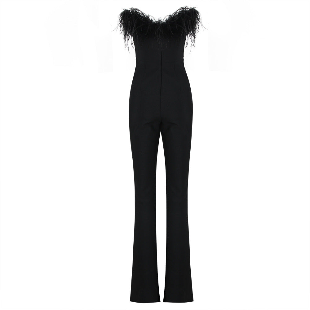 
                      
                        Feather Tube Bandage Jumpsuit
                      
                    