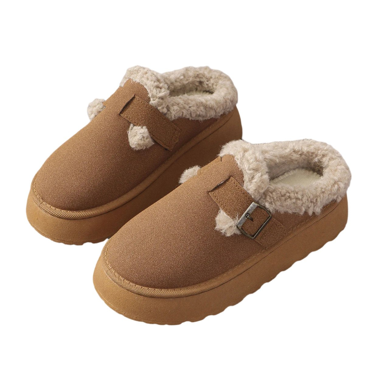 Shearling Lined Platform Slides