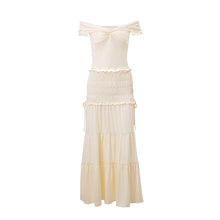  Off the Shoulder Ruffle Trim Top and Matching Tiered Skirt Set