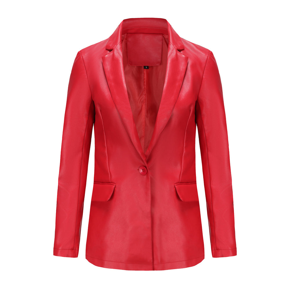 
                  
                    Long Sleeve Single Button PU Blazer
                  
                