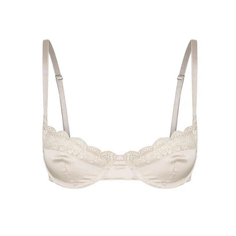 
                  
                    Satin Lace Trim 1/2 Cup Bra
                  
                