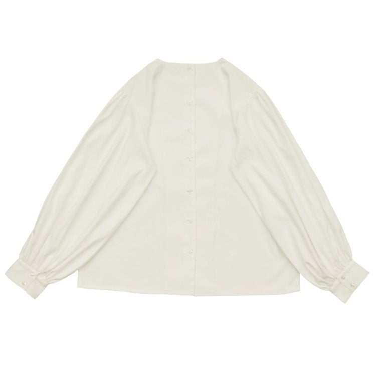 
                      
                        Puffy Sleeve Crew Neck Blouse
                      
                    