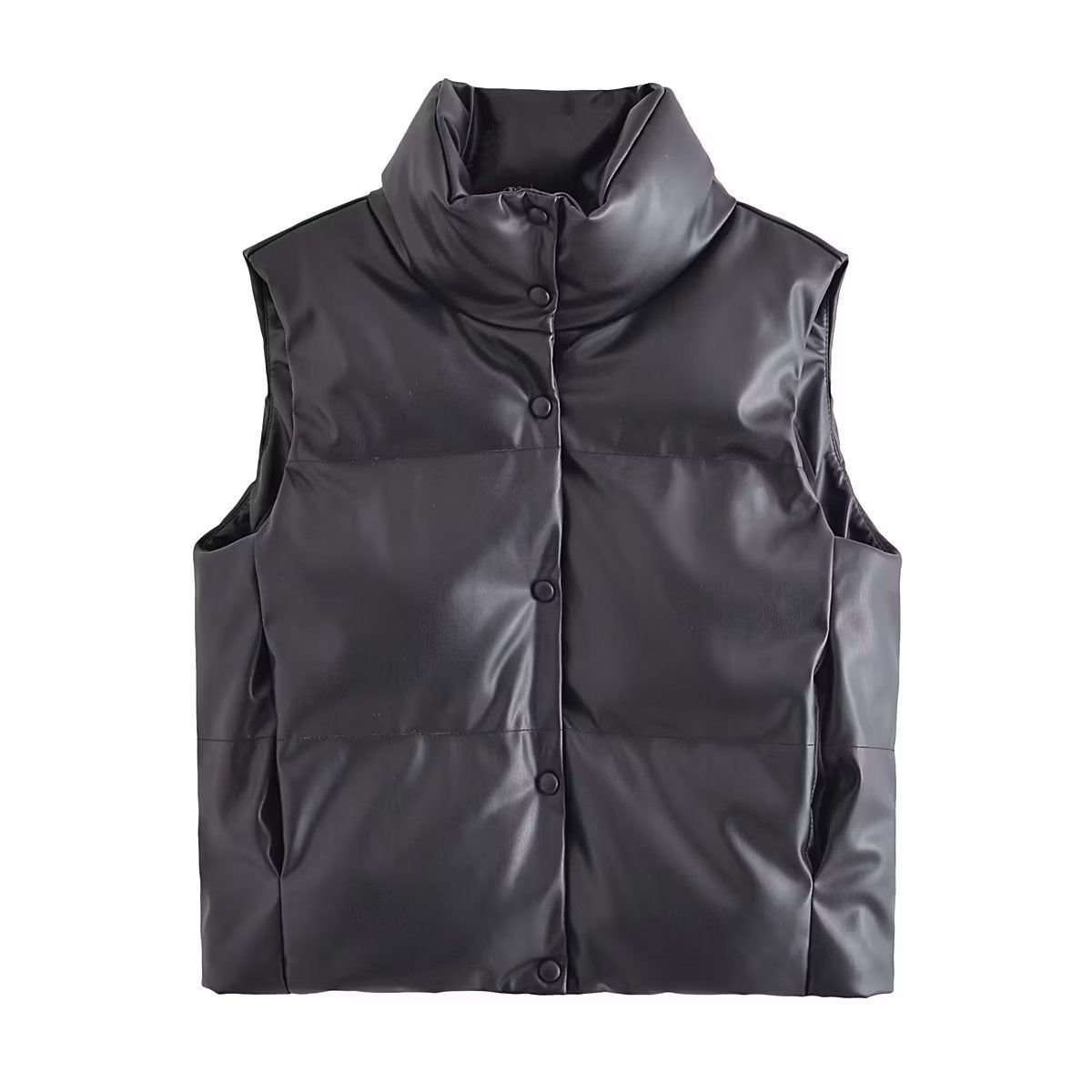 Faux Leather Puffer Vest