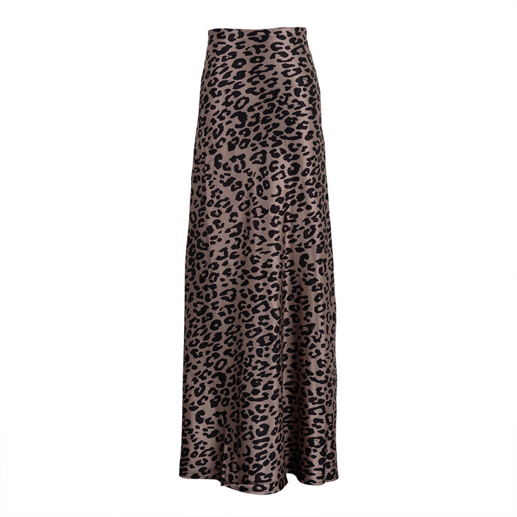 
                      
                        Fishtail Satin Leopard Print Maxi Skirt
                      
                    