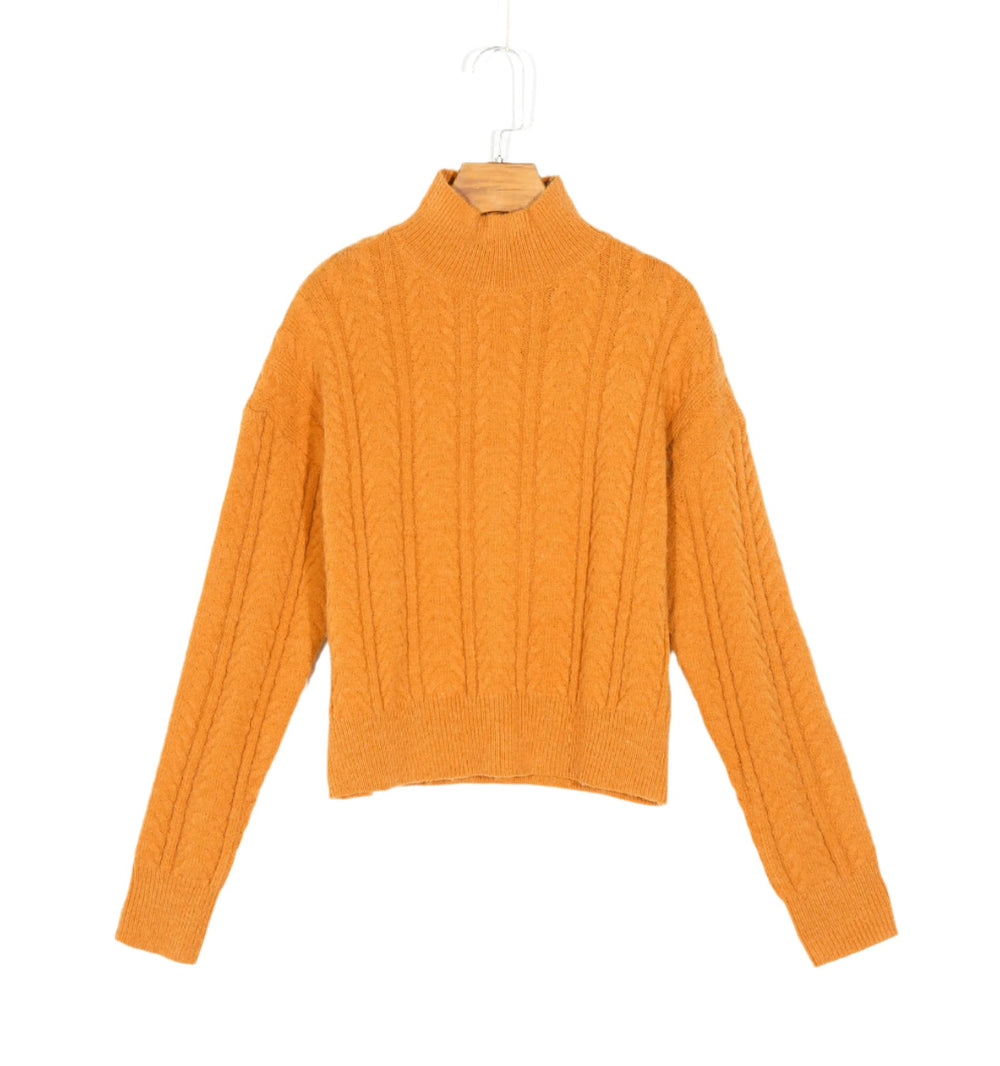 Cable Knit Long Sleeve Turtleneck Sweater