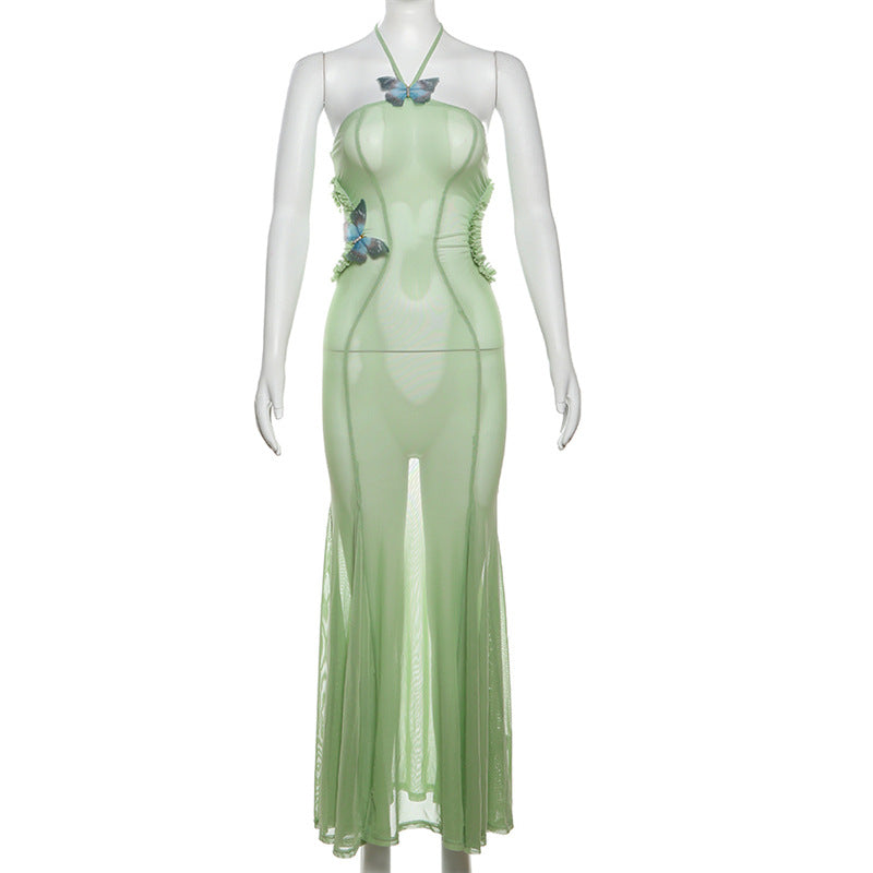 
                      
                        Butterfly Side Cut Out Sheer Maxi Dress
                      
                    